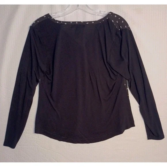 LAUREN RALPH LAUREN Black Label Viscose Knit Geometric Woven Front‎ Top Size PM - Picture 6 of 6